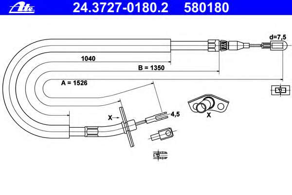 Трос ручника (задний) (R) MB Sprinter 408-416/VW LT 46 96- (L=1526mm)