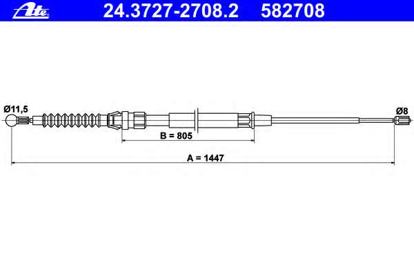 Трос ручника VW Golf V/Audi A3/Skoda Octavia 97-13 (L=1447mm)