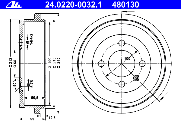 Барабан тормозной (задний) Seat Cordoba/VW Polo  93-05 (100x50,5)