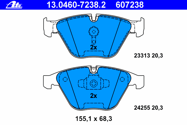 Колодки тормозные (передние) BMW 3 (E90/E91) 04-13/X1 (E84) 09-15 (Ate)