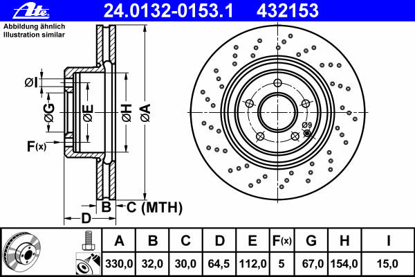 Диск тормозной (передний) MB E-class (W211) 02-08 (330x32)