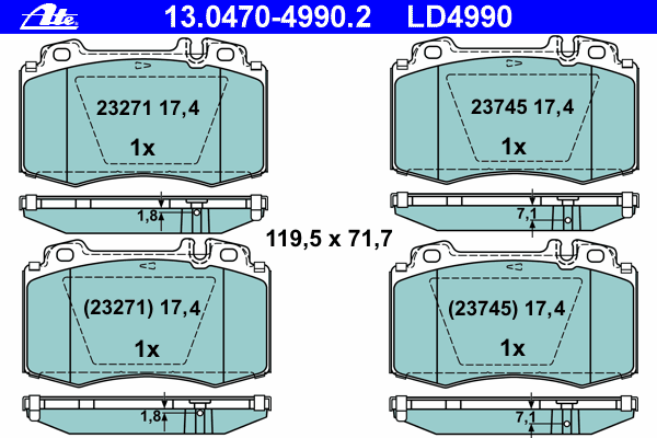 Комплект тормозных колодок, дисковый тормоз