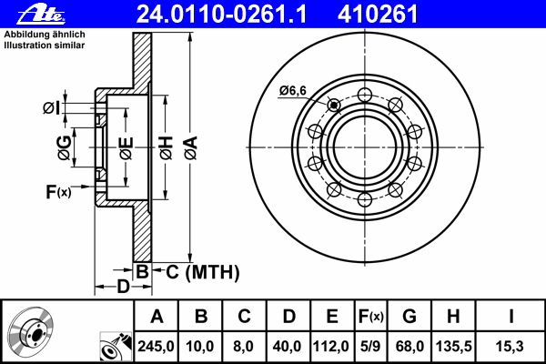 Диск тормозной (задний) Audi A4 00-09/Seat Exeo 08- (245x10) (с покрытием) (полный)