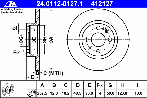 Диск тормозной (передний) Fiat Bravo/Punto -00 (257.5x12) (с покрыт.) (полный)