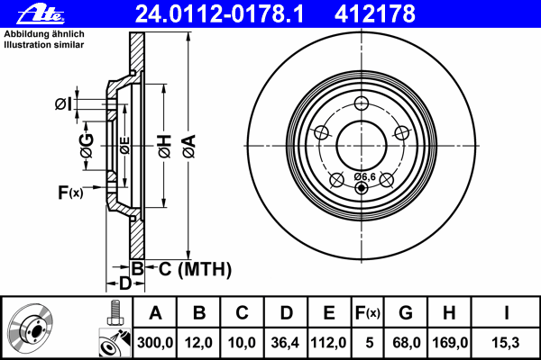 Диск тормозной (задний) Audi A4/A5 04-17/Q5/A6/A7 08- (300x12) (с покрытием) (полный)