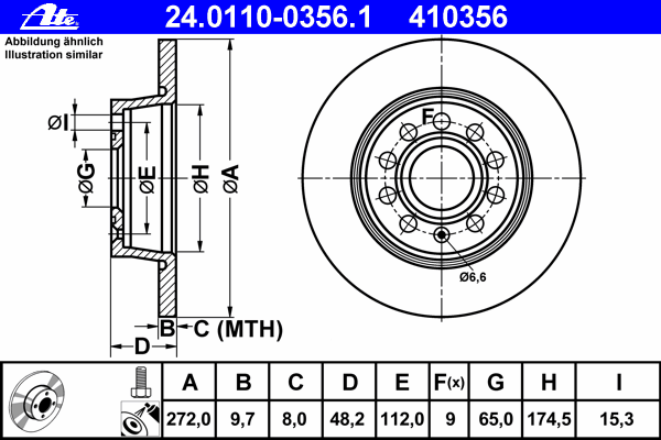 Диск тормозной (задний) Audi A3/Skoda Octavia/VW Caddy 03-/Golf 08- (272x9.7)(с покр.)(полный)