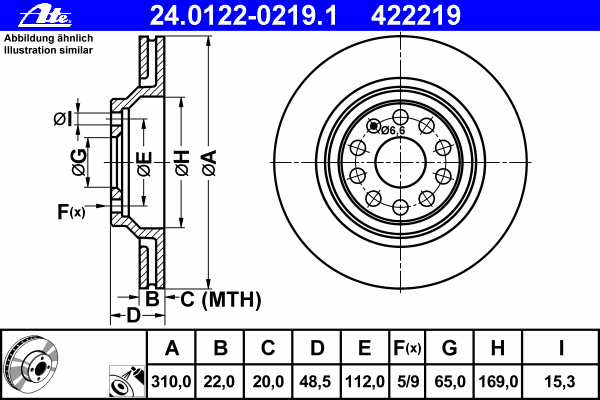 Диск тормозной (задний) VW Passat 05-/Golf/Seat Leon 12- (310x22) (с покрытием) (вент.)