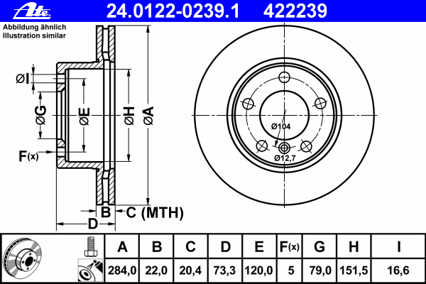 Диск тормозной (передний) BMW 1 (F20/F21)/2 (F22) 10- (284x22) (с покрытием) (вент.)