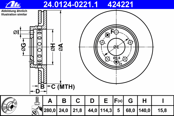 Диск тормозной (передний) Renault Megane/Laguna/Scenic 08-/Duster 12- (280x24) (с покр.) (вентил.)