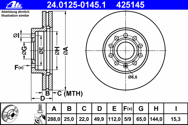 Диск тормозной (передний) Audi A3/Skoda Octavia/VW Caddy/Golf/Touran 03- (288x25) (с покр.) (вент.)