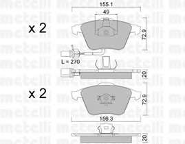 Колодки тормозные (передние) Audi A4 03-09/A6/A8 03-11/Seat Exeo 08-13 (+датчики)
