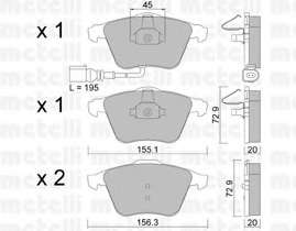 Колодки тормозные (передние) Audi A3/TT/VW Golf VI/Scirocco III 08-14 (+датчик)